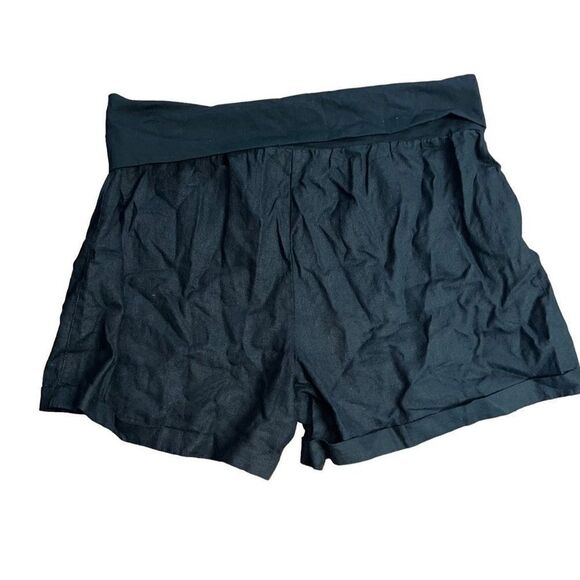 NWT VERSONA Black Linen Blend Fold Over Shorts Size XXL - Picture 1 of 5